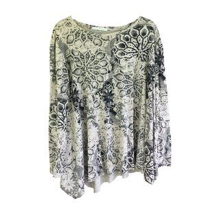 Peruvian Connection Tunic Top Women's Size M/L Cotton Blend Abstract Art Deco